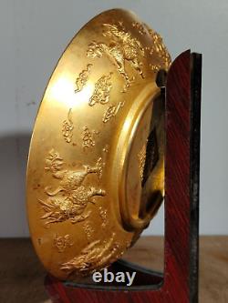 Chinese Copper Gold-plated Handcarved Exquisite Plate 19011