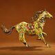 Chinese antiques pure copper Cloisonne gold plated inlaid gemstones horse statue