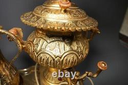 Copper Electric Oriental Asfahani Samovar 5 Pieces Gold Plated Set Superb Cond
