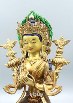 Copper Gold Plated Hand Carved Maitreya Buddha Statue