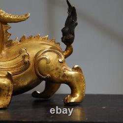 Copper gold-plated qilin beast ornament