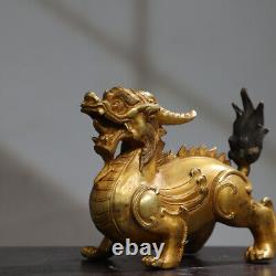 Copper gold-plated qilin beast ornament