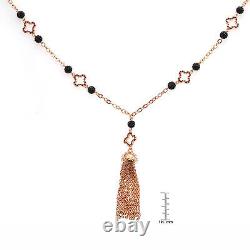 De Buman 18k Rose Gold Plated Ruby, Crystal with Metal Beards Long Necklace, 36'