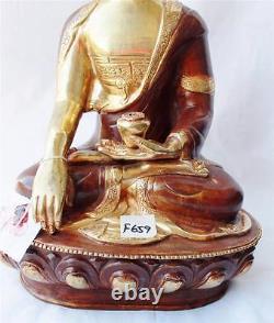 F659 Exclusive Gold Plated Copper Statue Shakyamuni Buddha 13 Handmade in Nepal