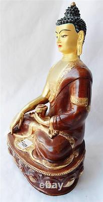 F659 Exclusive Gold Plated Copper Statue Shakyamuni Buddha 13 Handmade in Nepal