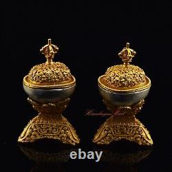 Fine Quality Tibetan Buddhist Ritual Gold and Silver Plated Copper Kapala Set