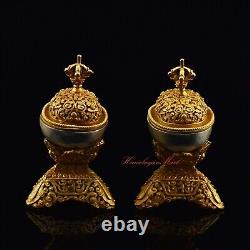 Fine Quality Tibetan Buddhist Ritual Gold and Silver Plated Copper Kapala Set