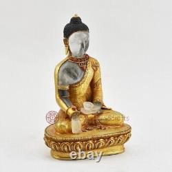 Gold Plated Copper Alloy and Crystal Decorated 8.5 Shakyamuni Buddha Statue