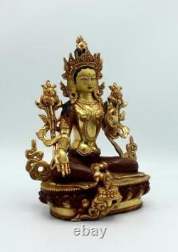 Gold Plated Copper Green Tara Statue 9