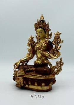 Gold Plated Copper Green Tara Statue 9