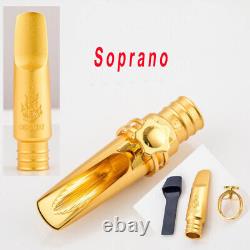 Gold Plated Copper Soprano Saxophone Mouthpiece Bullet Shape #5-8 withLigature NEW