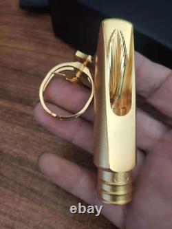 Gold Plated Copper Tenor Saxophone Mouthpiece Bullet Shape # 5-8 withLigature NEW