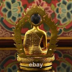 Gold Plated Framed Medicine Buddha / Menla Ritual Copper Statue from Patan Nepal