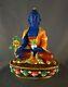 Gold Plated Medicine Buddha Guru Bhaisajya Hand Painting Copper Statue Figure