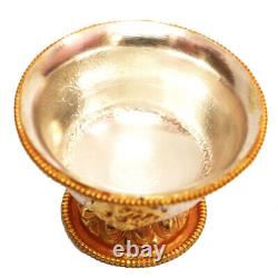 Hand Carved 3 Diameter Silver & Gold Plated Copper Offering Bowl Set, 1set=7pcs