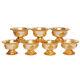 Hand Carved 4 Diameter Silver & Gold Plated Copper Offering Bowl Set, 1set=7pcs