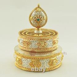Hand Made Tibetan Buddhist Copper Alloy Gold and Silver Plated 10 Mandala Set