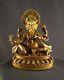 Hinduism Gold Face Hand Painting Lord Ganesh Copper Gold Plated Statue Figure