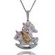 Hip Hop Cartoon Jewelry Gold Fill Full Pave Colorful CZ Pendant Rapper Necklace