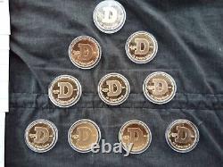 Lot of 10 2021 Dogecoin 24kt Gold Plated Copper Round Shibe Mint COA Doge Coin