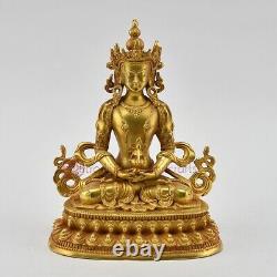 Machine Made Copper Alloy and Gold Plated 6 Aparmita / Amitayus Statue