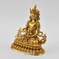 Machine Made Copper Alloy and Gold Plated 6 Aparmita / Amitayus Statue