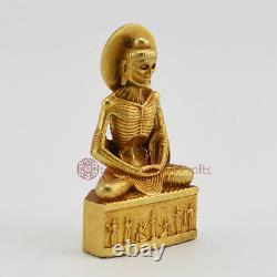 Machine Made Copper Alloy with Gold Plated 3.5 Fasting Buddha Statue