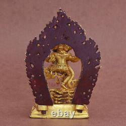 Machine Made, Oxidized Copper Alloy and Gold Plated Hevajra with Nairatmya Statue