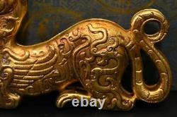 Old China Gold plated copper Handmade carving General soldier symbol