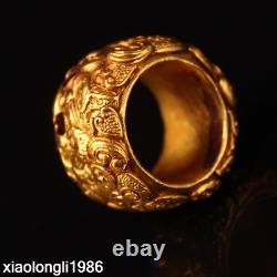 Old China Gold plated copper Handmade make decorative pattern Ring