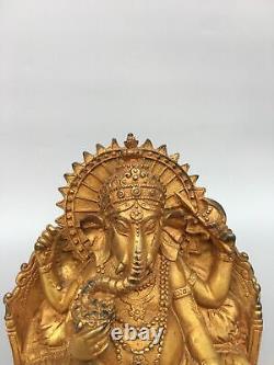 Old Tibet Buddhism Gold plated copper Like Mammon Buddha statue