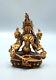 Partly Gold Plated Copper Green Tara Statue 5.5
