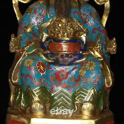 Pure copper gold-plated cloisonn é filigree seated God of Wealth ornament