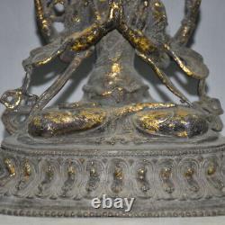 Pure copper gold-plated double lotus base four wall Buddha ornament