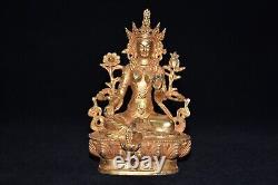 Pure copper gold-plated green Tara Buddha ornament