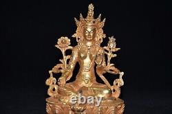 Pure copper gold-plated green Tara Buddha ornament