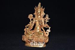 Pure copper gold-plated green Tara Buddha ornament