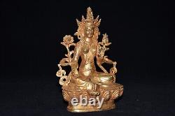 Pure copper gold-plated green Tara Buddha ornament