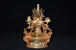 Pure copper gold-plated green Tara Buddha ornament