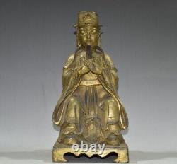 Pure copper gold-plated ornament with a seated statue of the God of Wealth