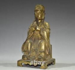 Pure copper gold-plated ornament with a seated statue of the God of Wealth