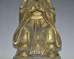 Pure copper gold-plated ornament with a seated statue of the God of Wealth