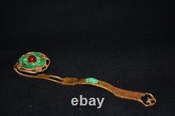 Pure copper inlaid emerald gold-plated hollowed out Ruyi ornaments