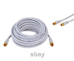 RG6 DUAL Shield Coax Cable White TV Antenna Satellite 3ft-100ft Multi-Pack Lot