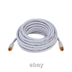 RG6 DUAL Shield Coax Cable White TV Antenna Satellite 3ft-100ft Multi-Pack Lot