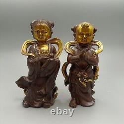 Red copper gold-plated golden boy and jade girl copper ornaments