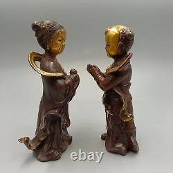 Red copper gold-plated golden boy and jade girl copper ornaments