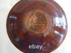 Stunning! Gerte Hacker Gold Foil on Copper Enameled Plate 1960s MCM Art 9-3/4