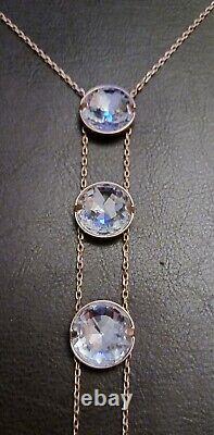Swarovski Globe Crystal Necklace 18k Rose Gold Plated 3 Large Round Crystal