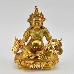 Tibet Buddhism Copper Alloy and Gold Plated 6 Yellow Dzambhala Statue